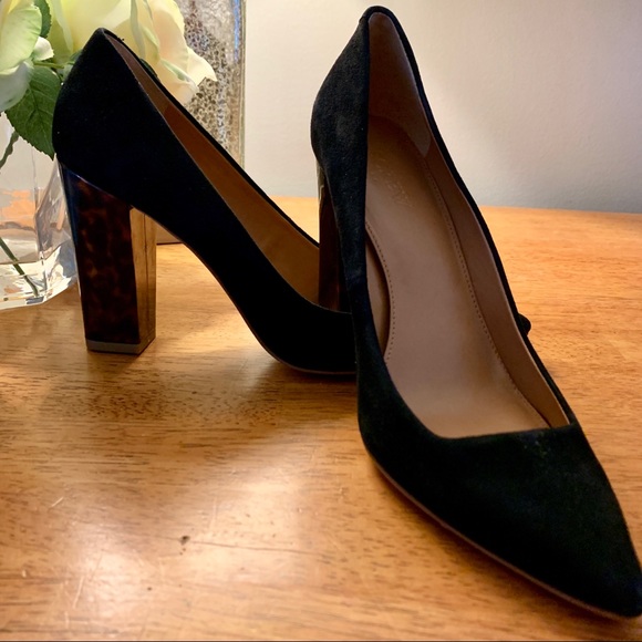 J. Crew Shoes - EUC J CREW Black Suede W/ Tortoiseshell Heel 9
